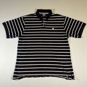 Y2K VTG South Pole Polo Shirt XL Navy Striped‎ Hex Short Sleeve Streetwear Baggy